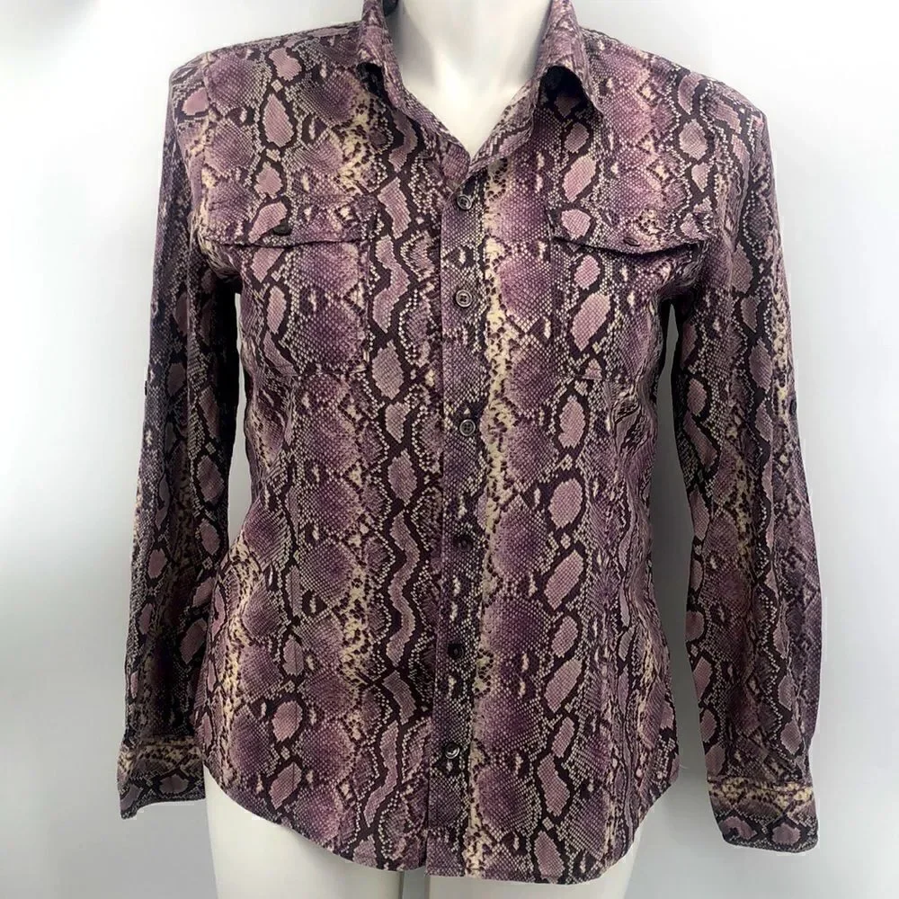 Michael Kors long sleeve lavender snake print size 14 blouse